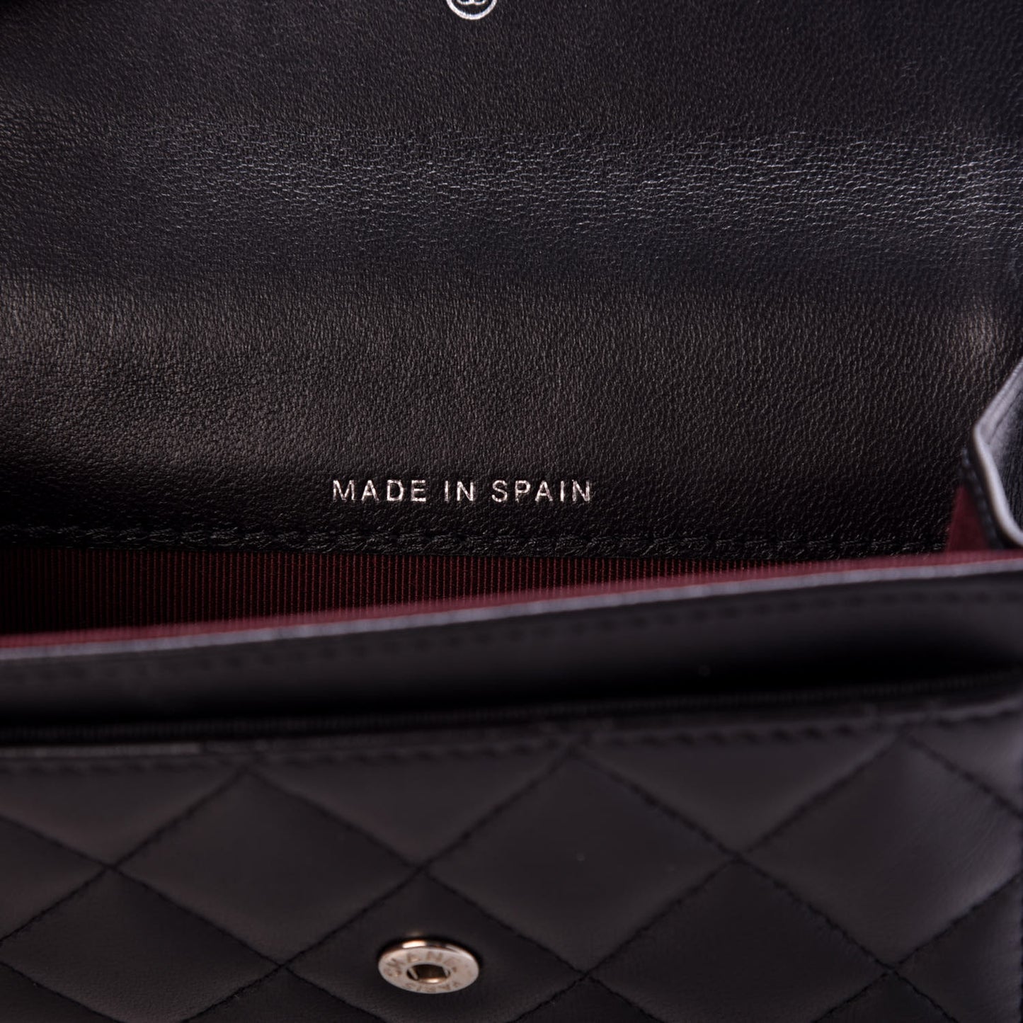 Lambskin Quilted Flap Card Holder Black