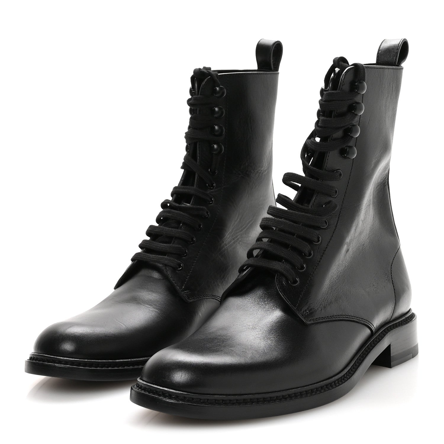 Saint Laurent Stalker Lambskin Mens Army 20 Lace Up Boots 40 Black 4 of 9