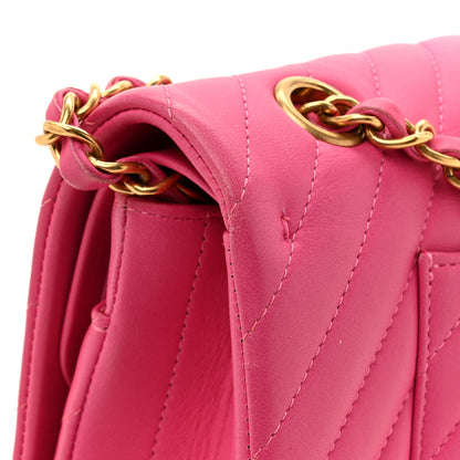 Chanel Lambskin Chevron Quilted Medium Double Flap Pink 16 of 18