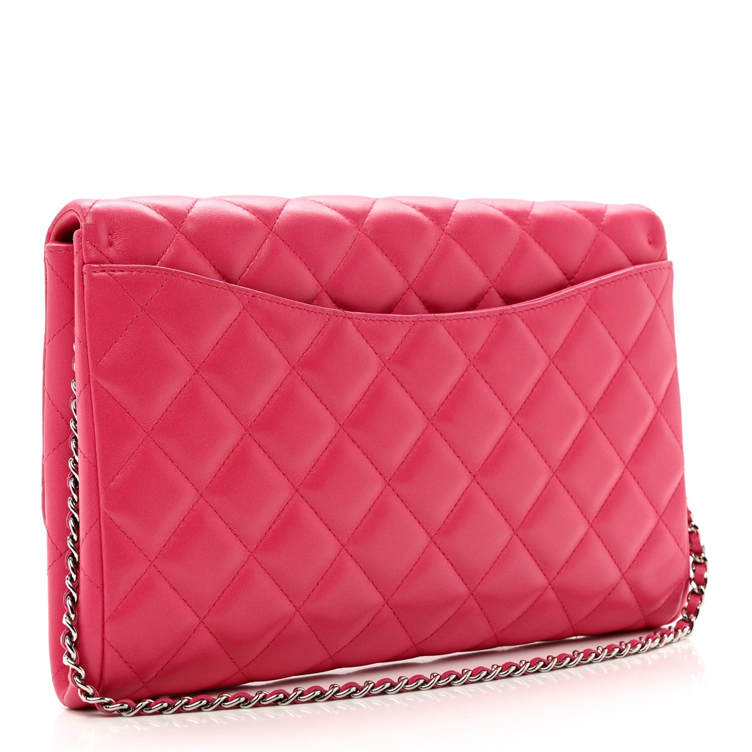 Chanel Lambskin Quilted Clutch With Chain Flap Pink 3 of 9