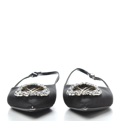Louis Vuitton Satin Crystal Madeleine Slingback Ballerina Flats 38 Black 2 of 9