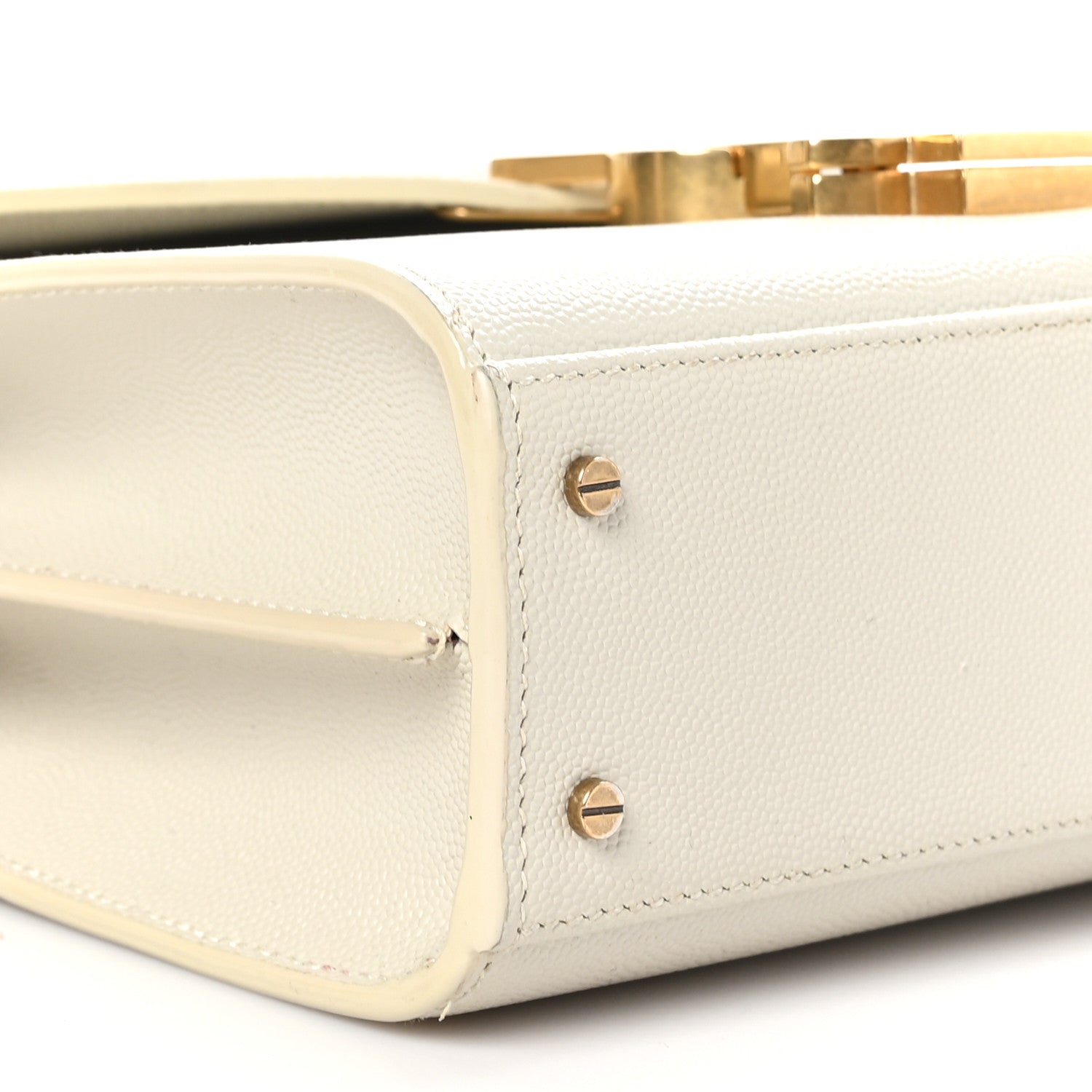 Saint Laurent Grain de Poudre Mini Classic Monogram Cassandra Top Handle Vintage White 9 of 11