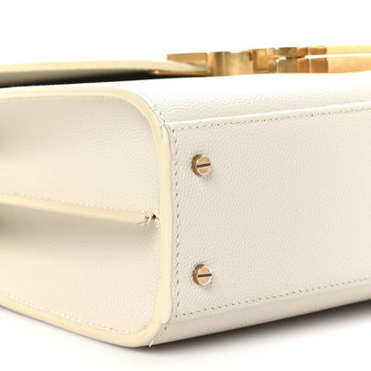 Saint Laurent Grain de Poudre Mini Classic Monogram Cassandra Top Handle Vintage White 9 of 11