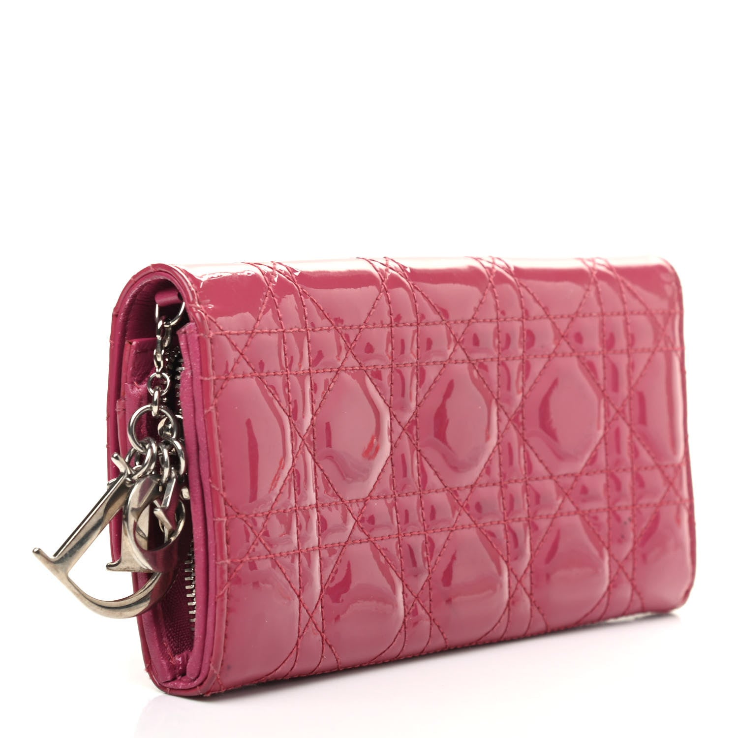 Christian Dior Patent Cannage Rendezvous Wallet Pink 3 of 12