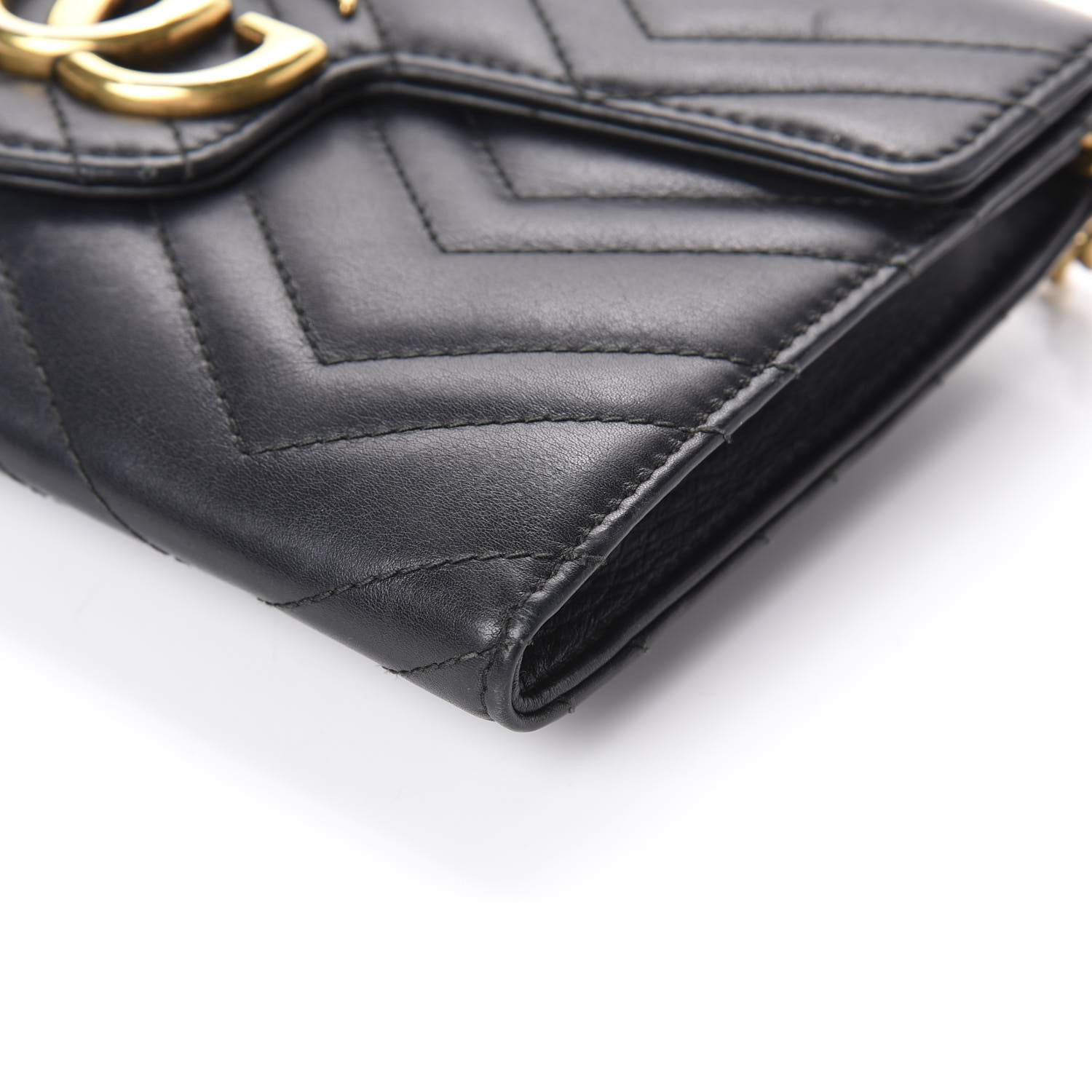 Gucci Calfskin Matelasse Mini GG Marmont Chain Wallet Black 8 of 8