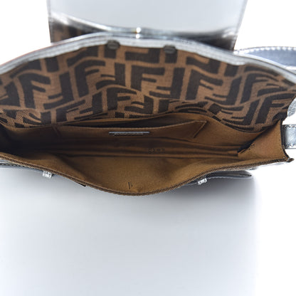 Fendi Metallic Calfskin Zucca Shoulder Bag Silver Tobacco 7 of 9