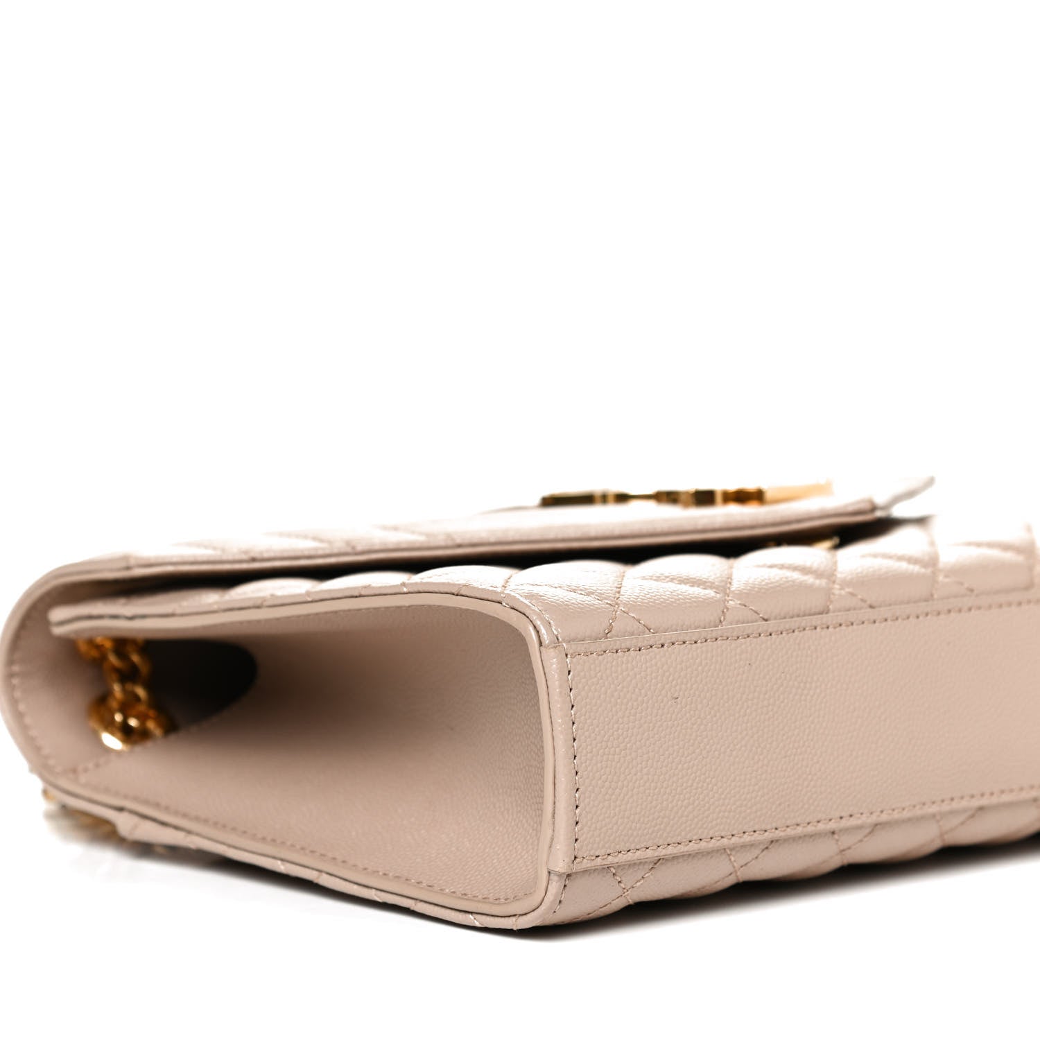 Saint Laurent Grain De Poudre Textured Mixed Matelasse Medium Triquilt Monogram Satchel Dark Beige 10 of 11