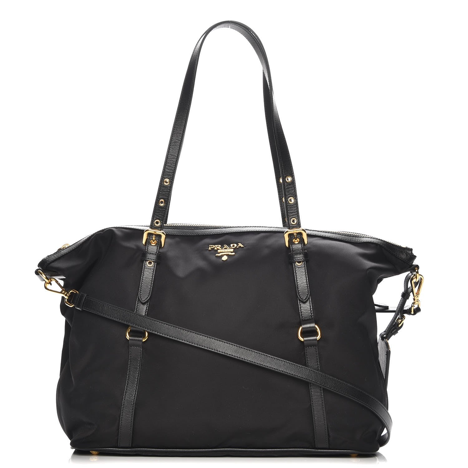 Prada Tessuto Nylon Saffiano Tote Nero Black 1 of 9