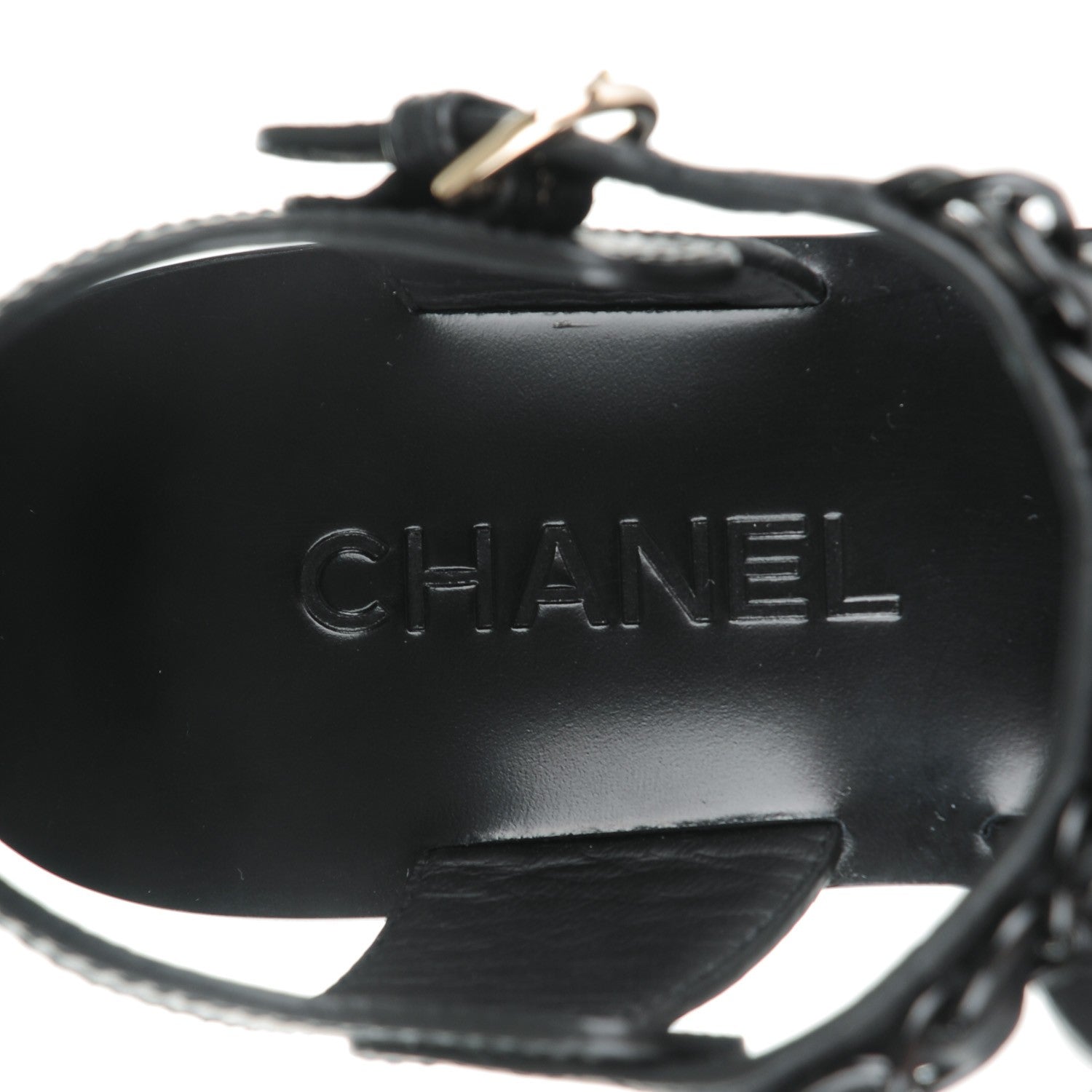 Chanel Calfskin Chain Flat Sandals 39 Black 7 of 7