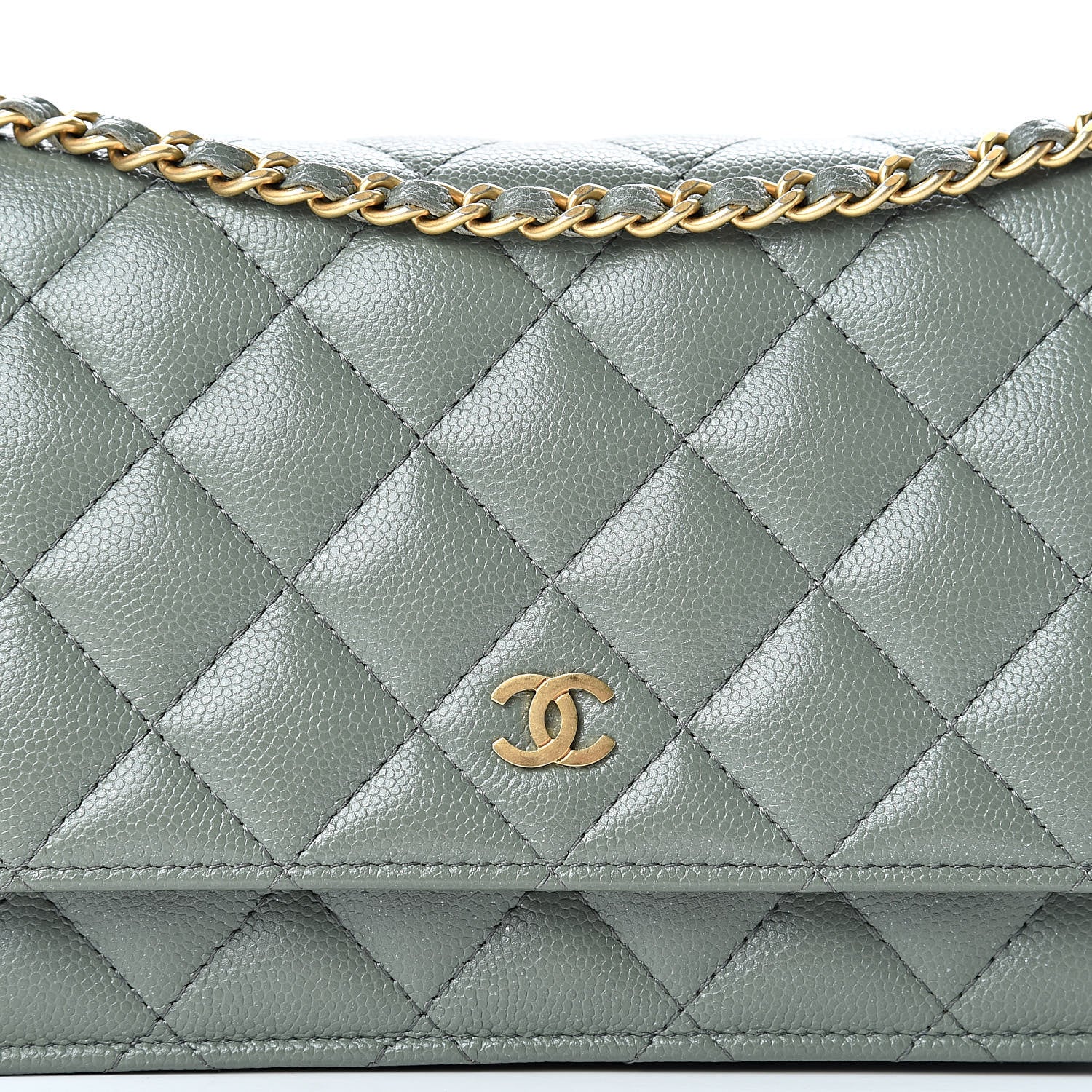 Chanel Iridescent Caviar Quilted Wallet On Chain WOC Green 9 of 12