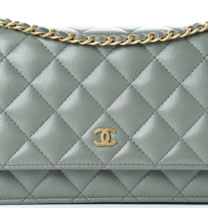 Chanel Iridescent Caviar Quilted Wallet On Chain WOC Green 9 of 12