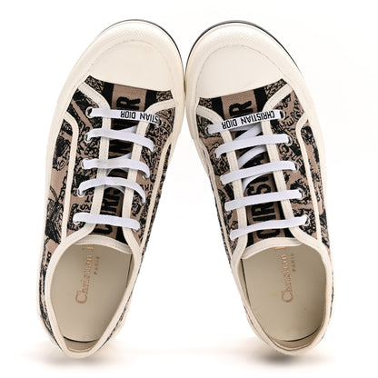 Christian Dior Canvas Embroidered Plan De Paris Womens Walk'N'Dior Platform Sneakers 37.5 Natural Black 2 of 10