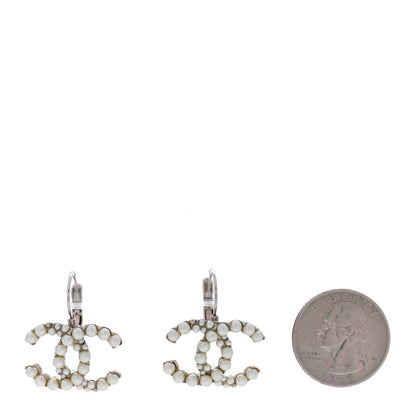 Chanel Pearl CC Dangle Earrings Silver 2 of 5