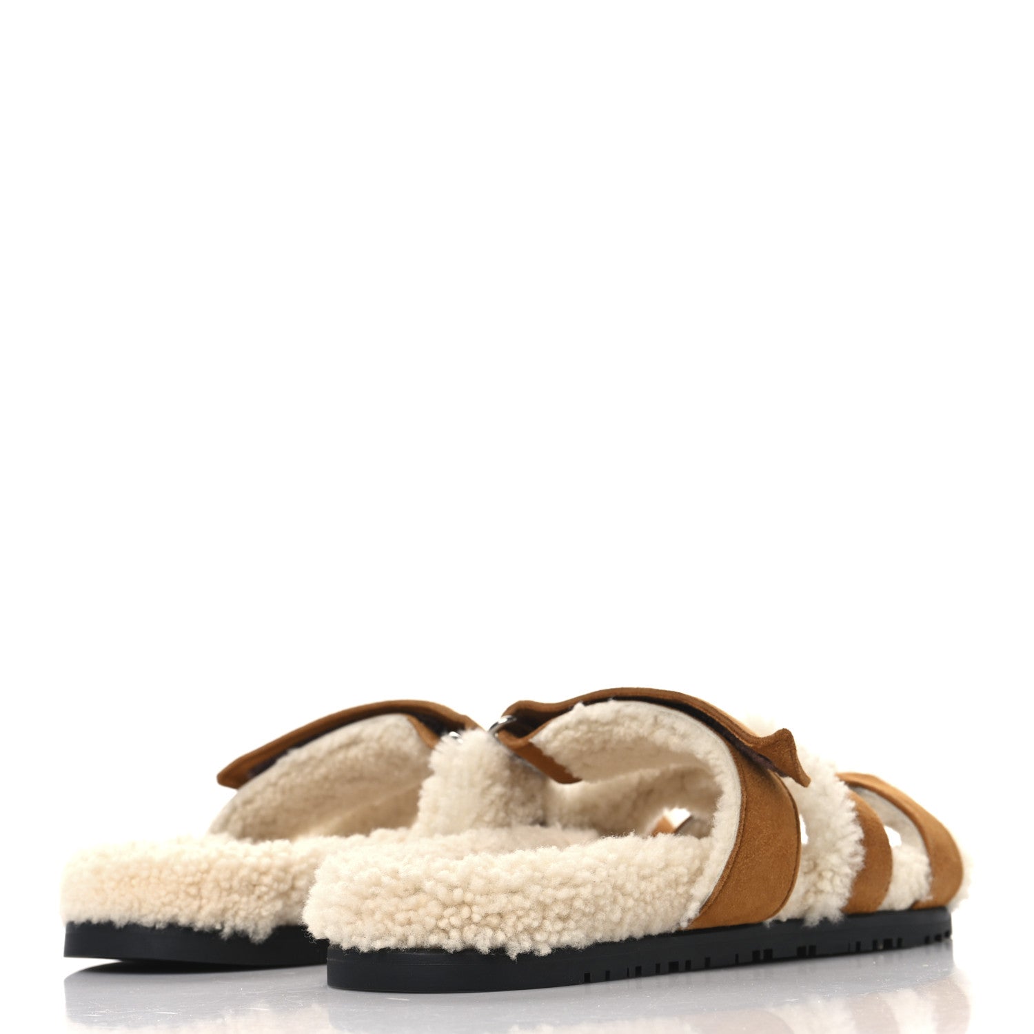 Hermes Suede Goatskin Woolskin Womens Chypre Sandals 39 5 of 9
