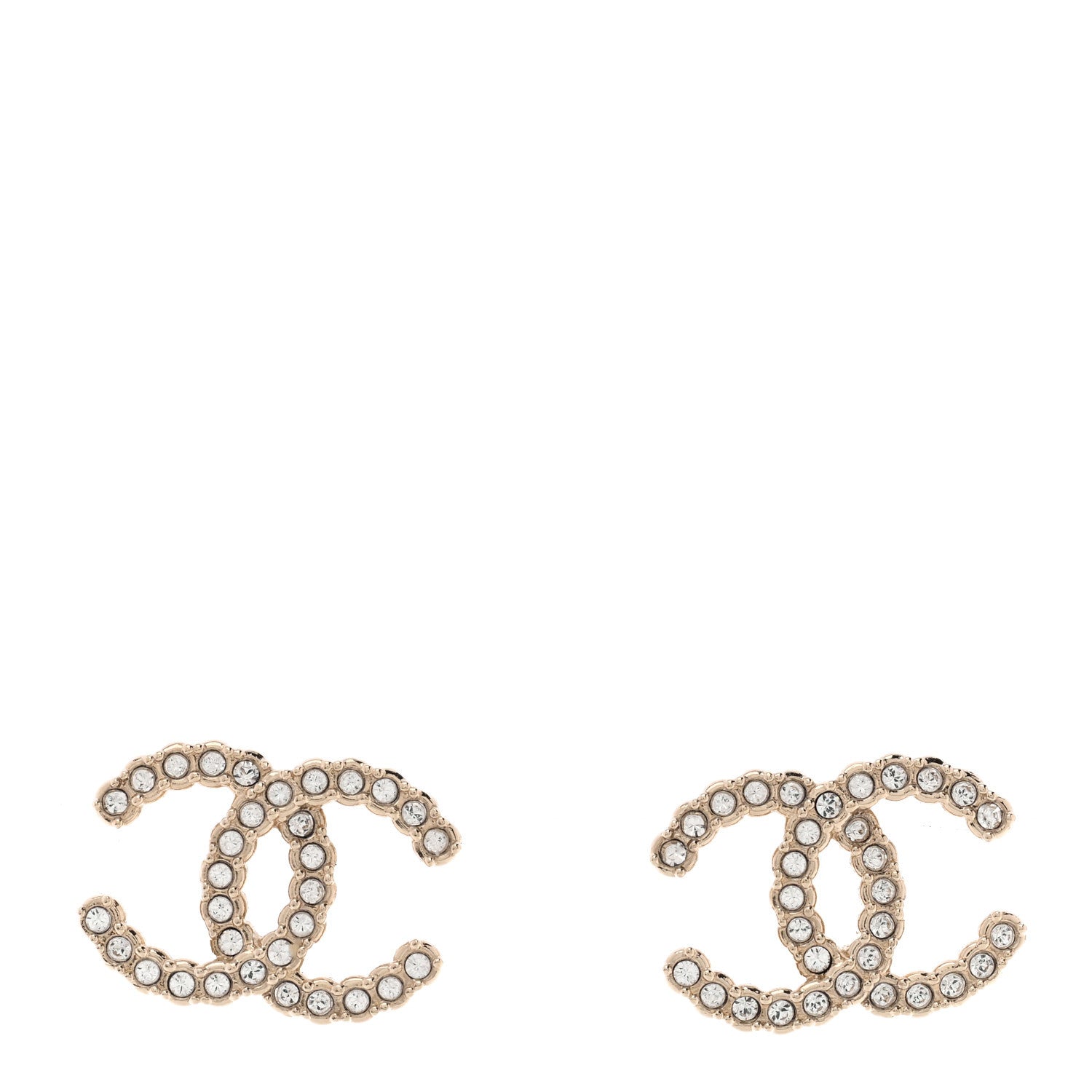 Chanel Crystal CC Earrings Gold 1 of 5