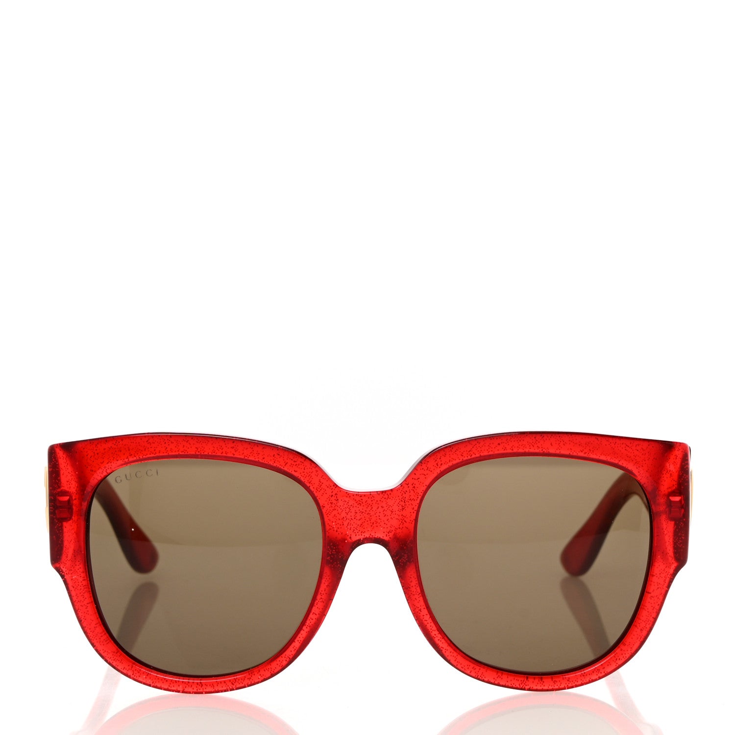 Gucci Acetate Glitter Round Frame Sunglasses GG0142SA Red 3 of 8
