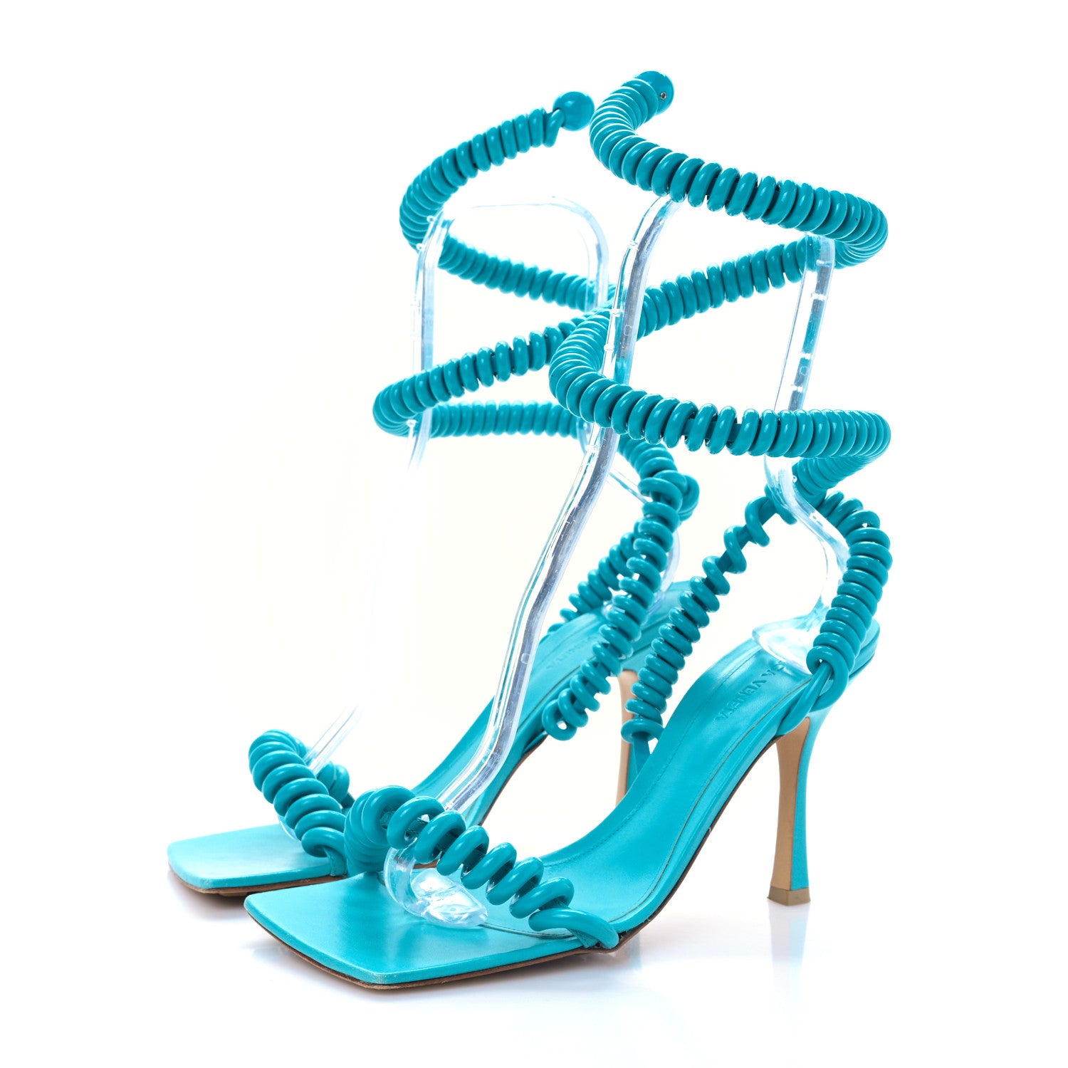 Bottega Veneta Rubber Wire Nappa Stretch 90mm Sandals 39.5 Turquoise 3 of 7