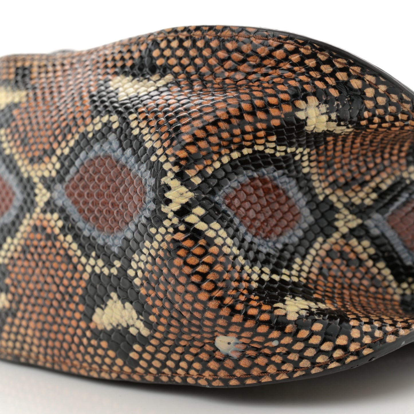 Snakeskin Embossed Calfskin Medium Marcie Satchel Brown Multicolor