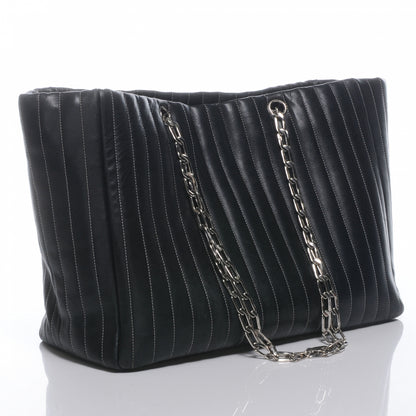 Chanel Lambskin Vertical Quilted Large Mademoiselle Tote Black 3 of 8