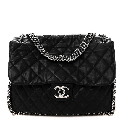 Chanel Washed Lambskin Quilted Maxi Chain Around Flap Black Black 1 of 11