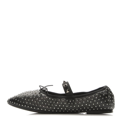 Valentino Garavani Nappa Crystal Studded Ballerina Flats 38 Black 1 of 8
