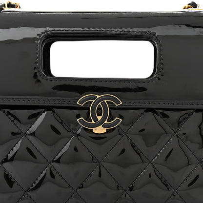 Chanel Patent Quilted Mini Graphic Catch Flap Black 8 of 12