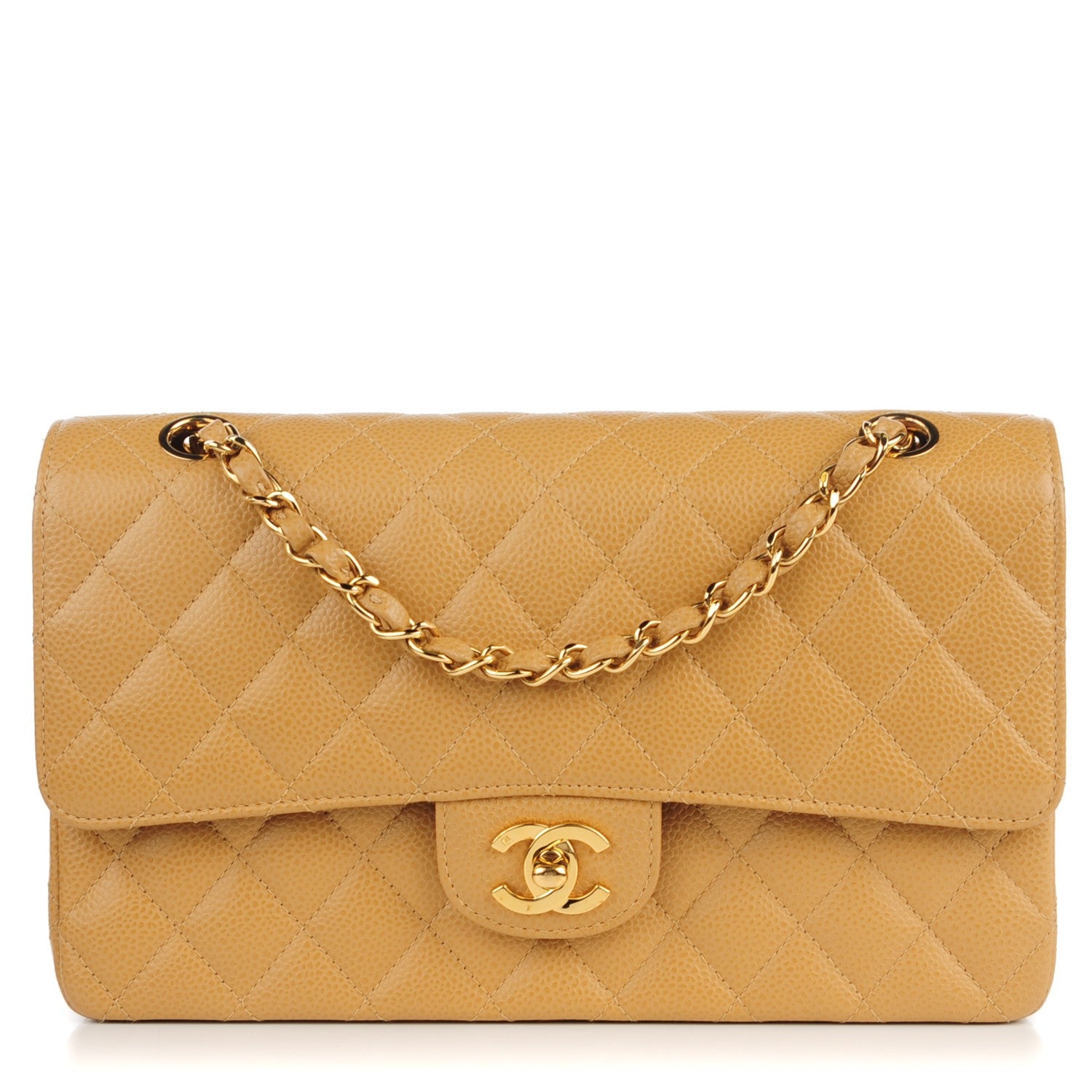 Chanel Caviar Quilted Medium Double Flap Beige 1 of 9