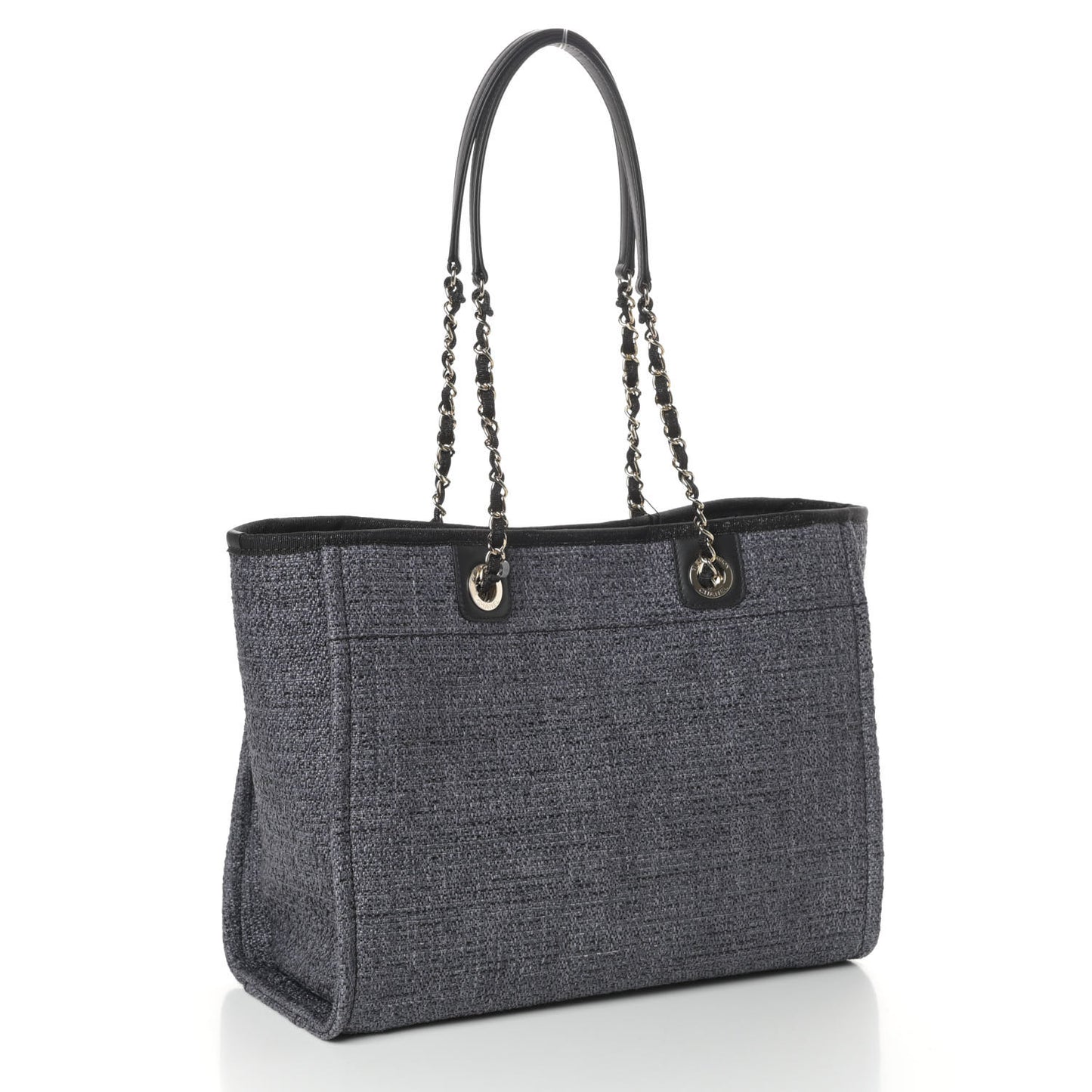 Woven Straw Raffia Small Deauville Tote Charcoal