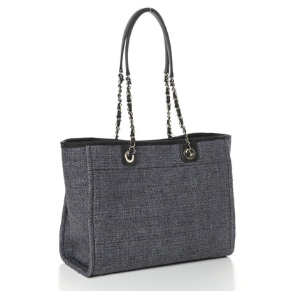 Chanel Woven Straw Raffia Small Deauville Tote Charcoal 3 of 10