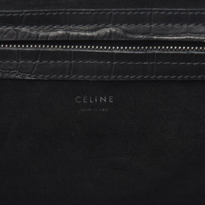 Celine Crocodile Embossed Calfskin Medium Phantom Luggage Black 6 of 9