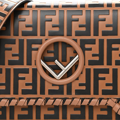Fendi Vitello Century F is Fendi Whipstitch Threads FF Embossed Kan I Shoulder Bag Tobacco Orzo 7 of 11