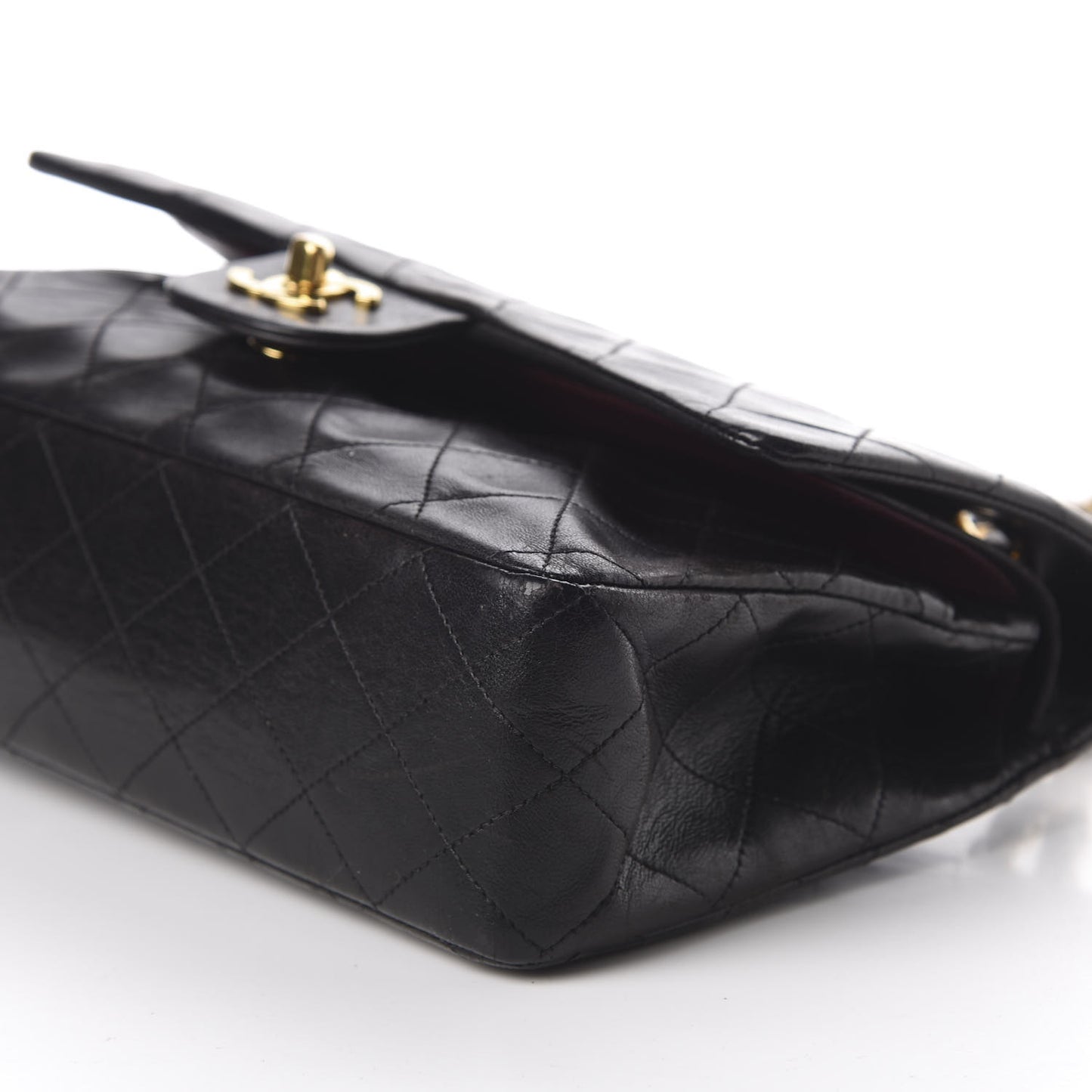 Lambskin Quilted Medium Double Flap Black