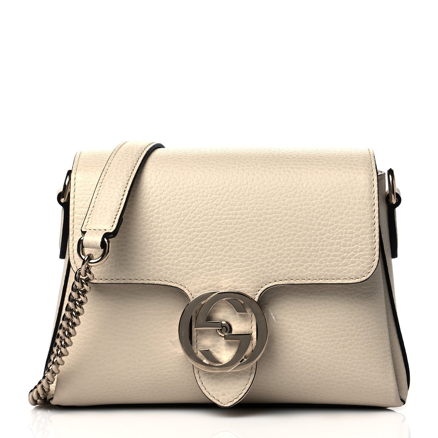 Dollar Calfskin Interlocking G Crossbody Bag Mystic White