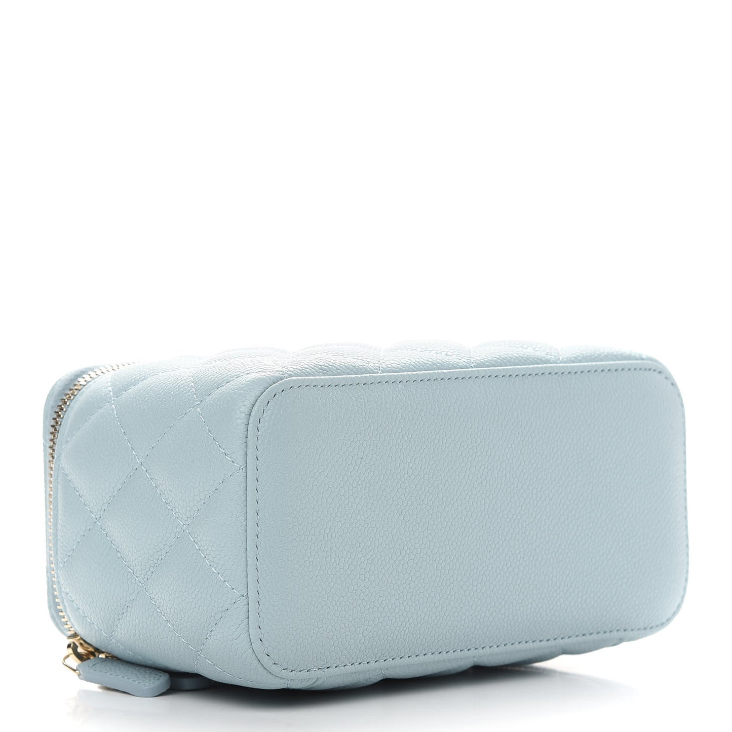 Caviar Quilted Small Tiny CC Vanity Case With Chain Light Blue