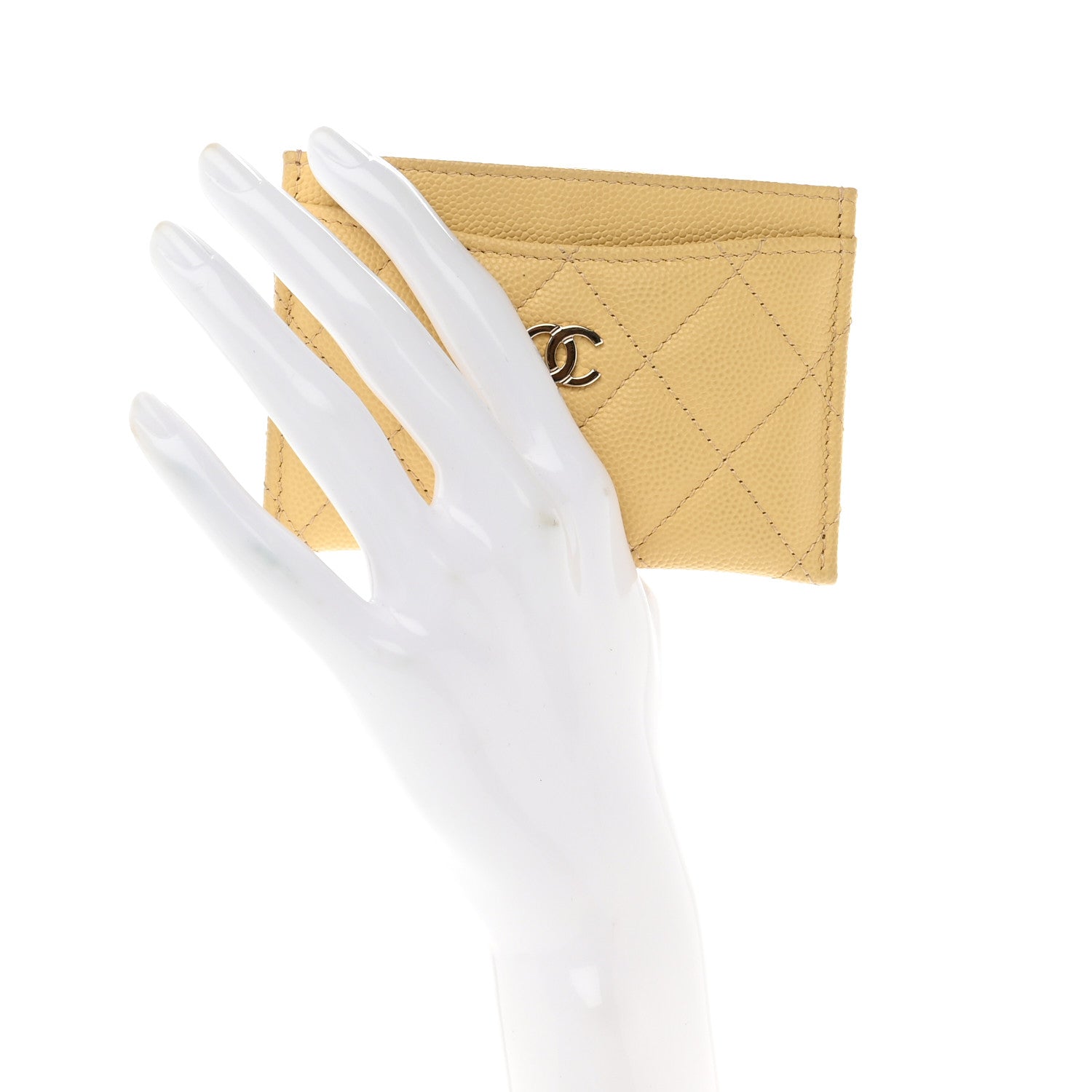 Chanel Caviar Quilted Card Holder Yellow 2 of 9