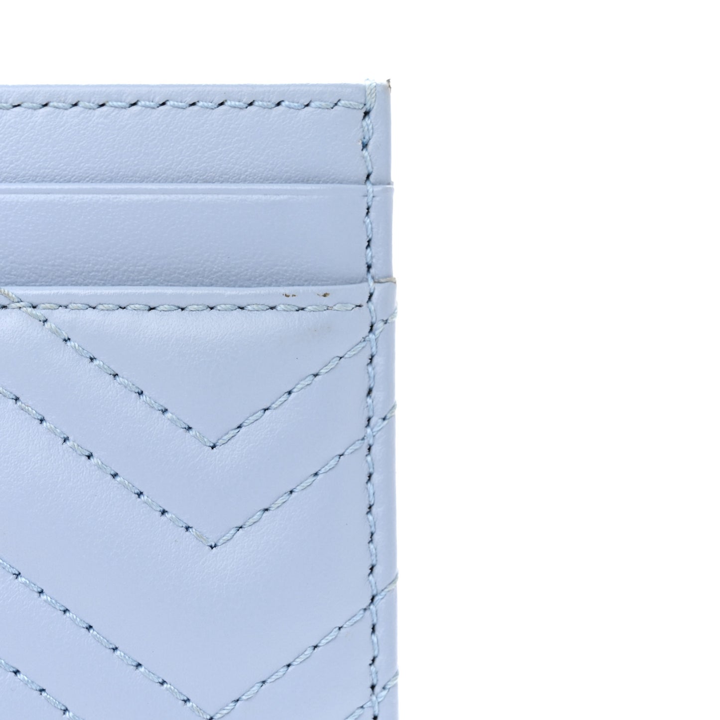 Calfskin Matelasse GG Marmont Card Holder Porcelain Light Blue