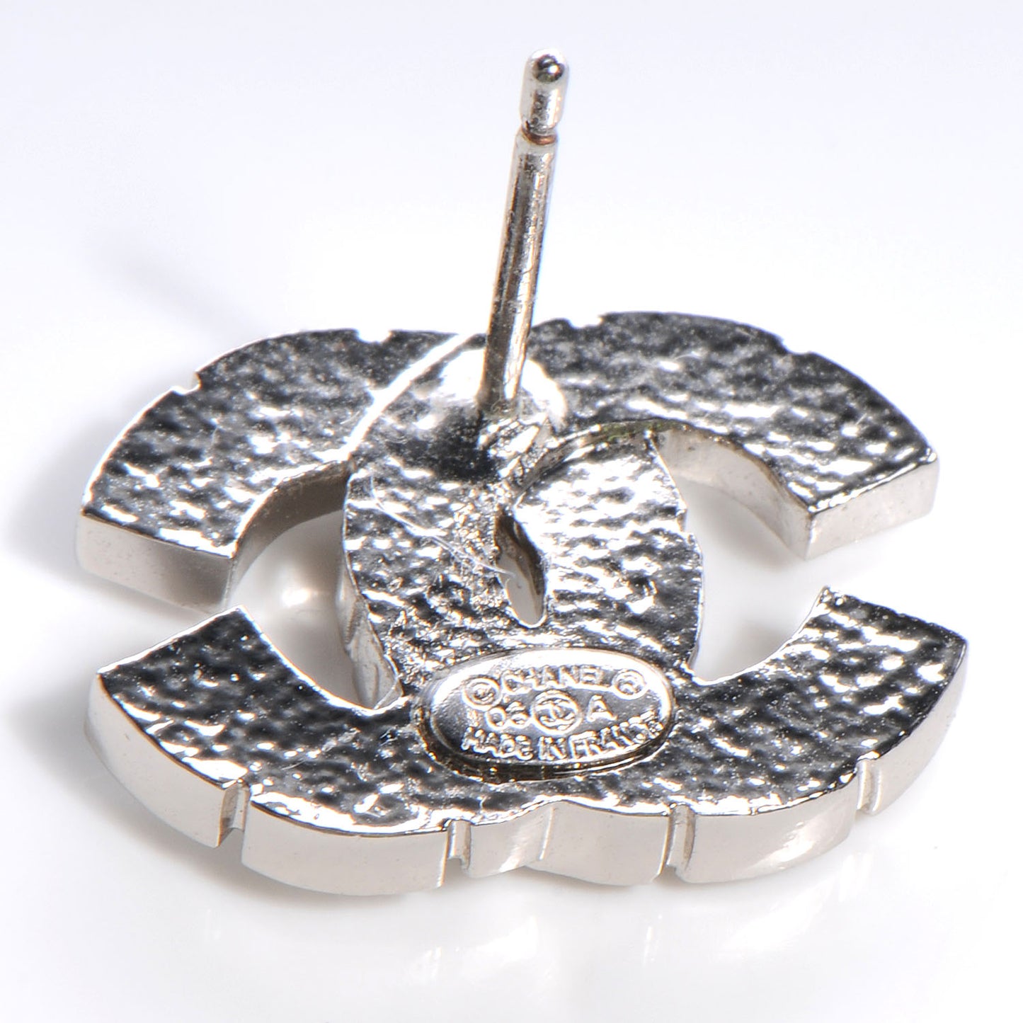 Crystal CC Pierced Earrings Silver
