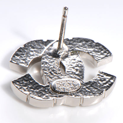 Chanel Crystal CC Pierced Earrings Silver 4 of 4