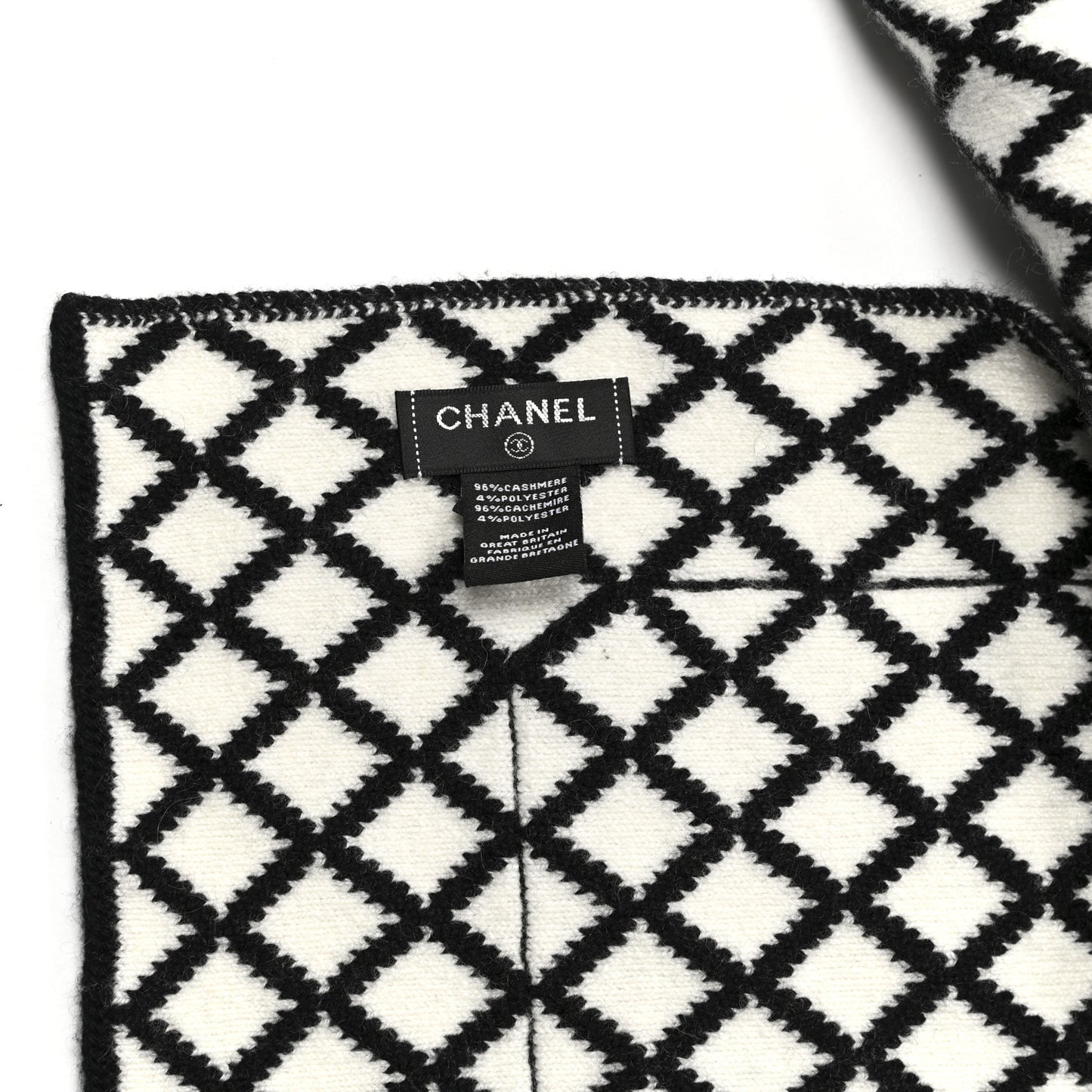 Cashmere CC Pocket Scarf Black White