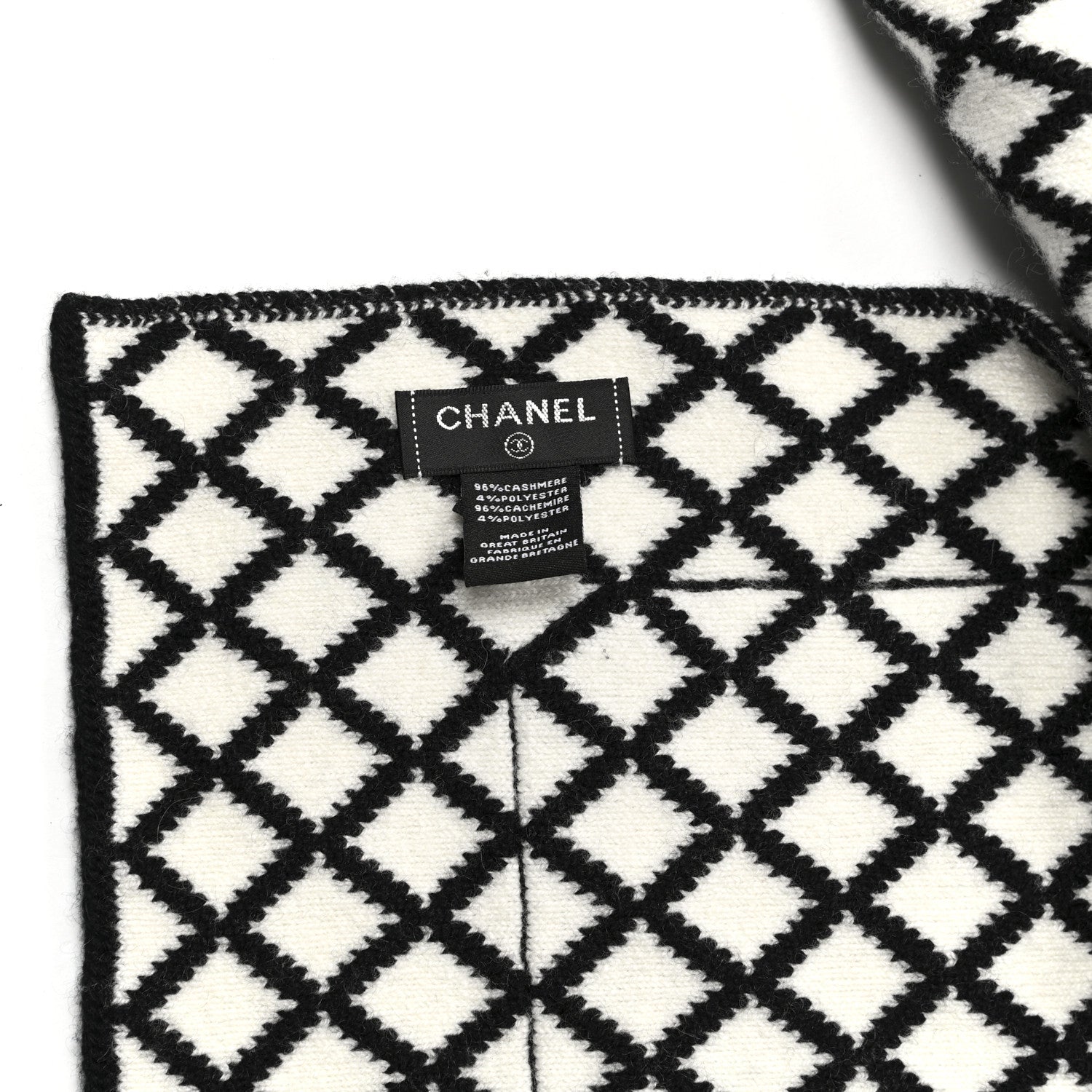 Chanel Cashmere CC Pocket Scarf Black White 4 of 4