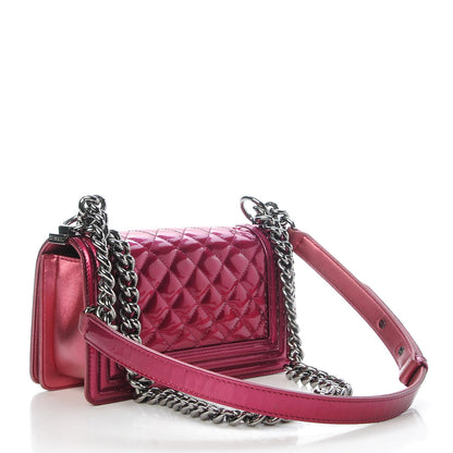 Chanel Metallic Patent Calfskin Quilted Small Boy Flap Pink 3 of 13