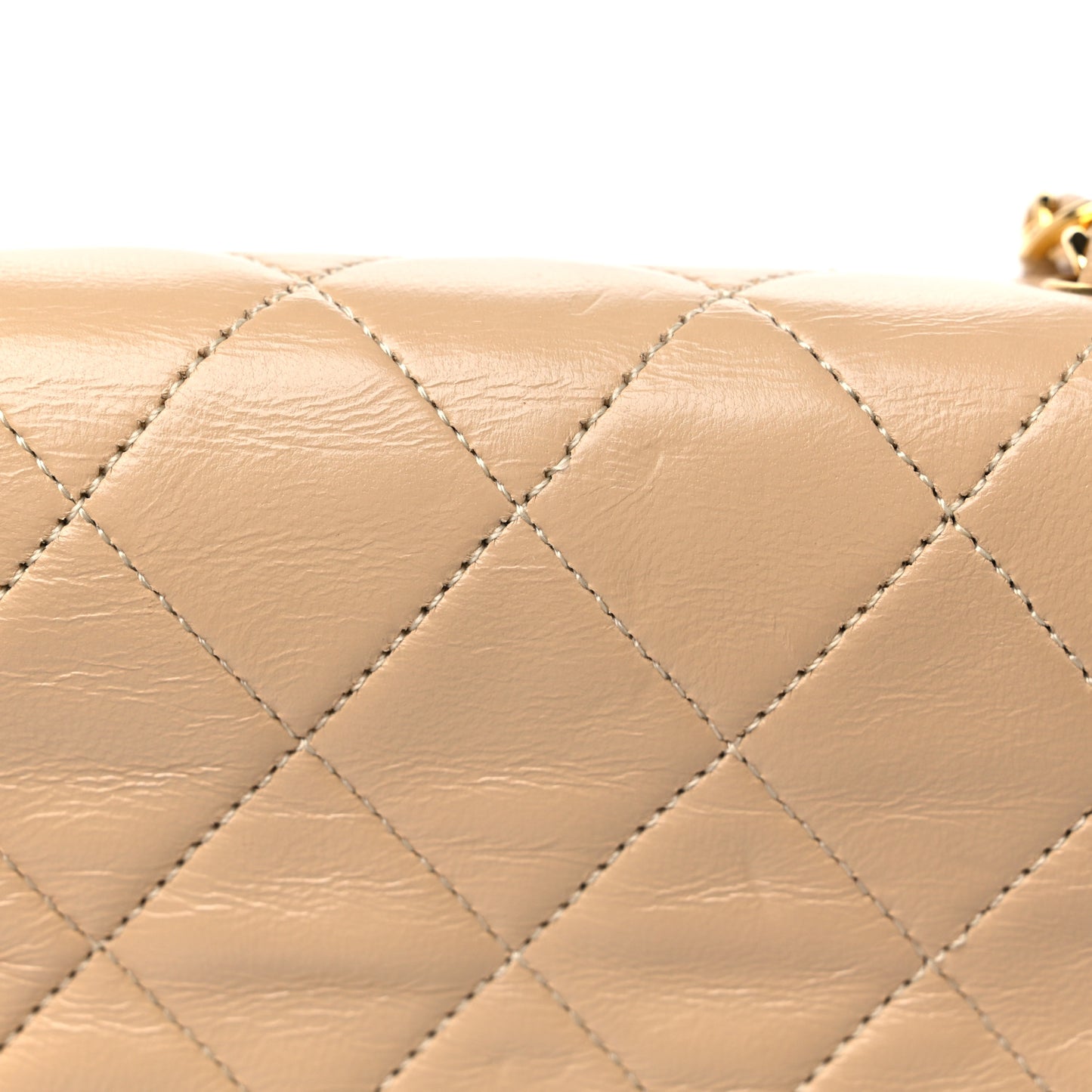 Lambskin Quilted Small Single Flap Beige
