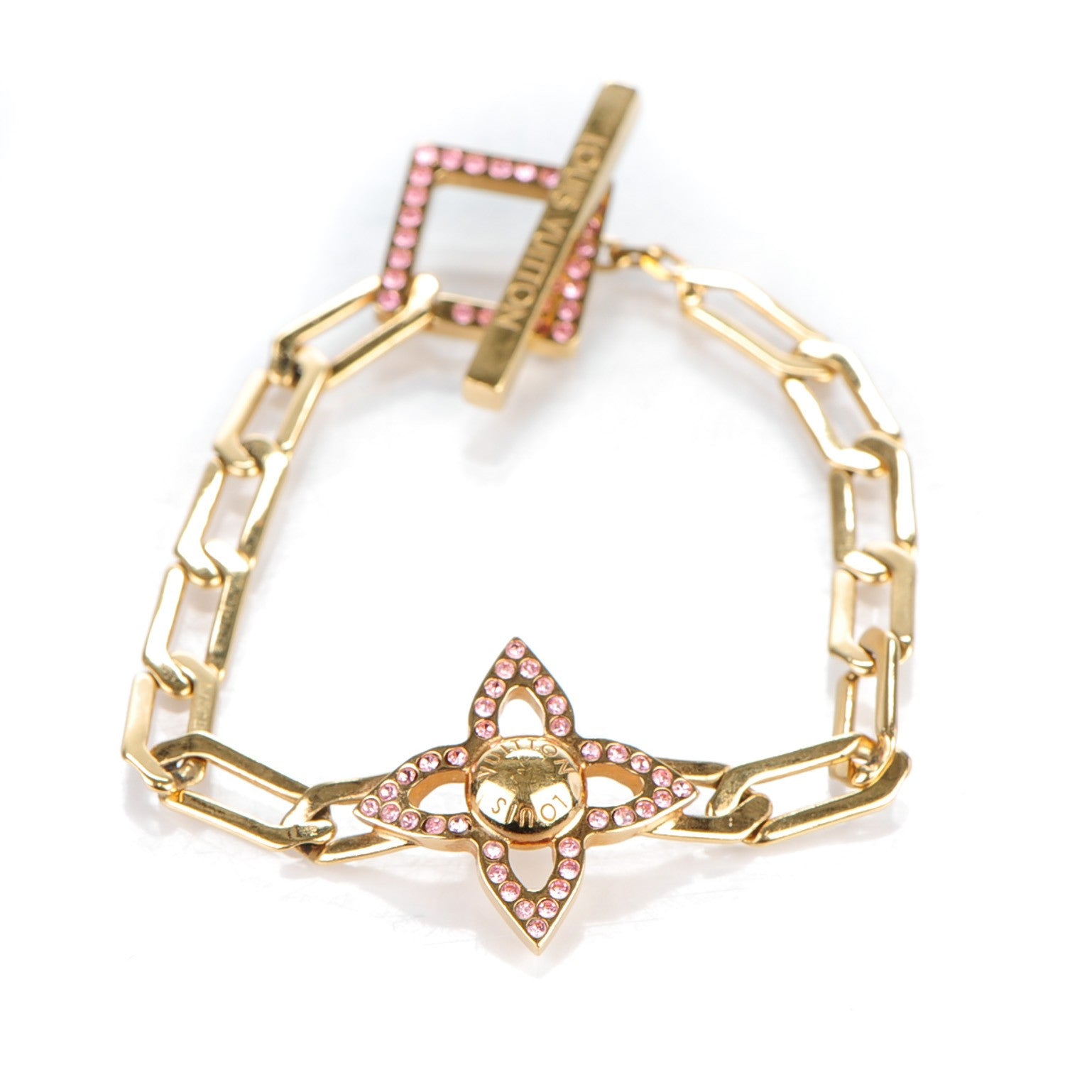 Louis Vuitton Swarovski Crystal Flower Power Bracelet Gold 3 of 6