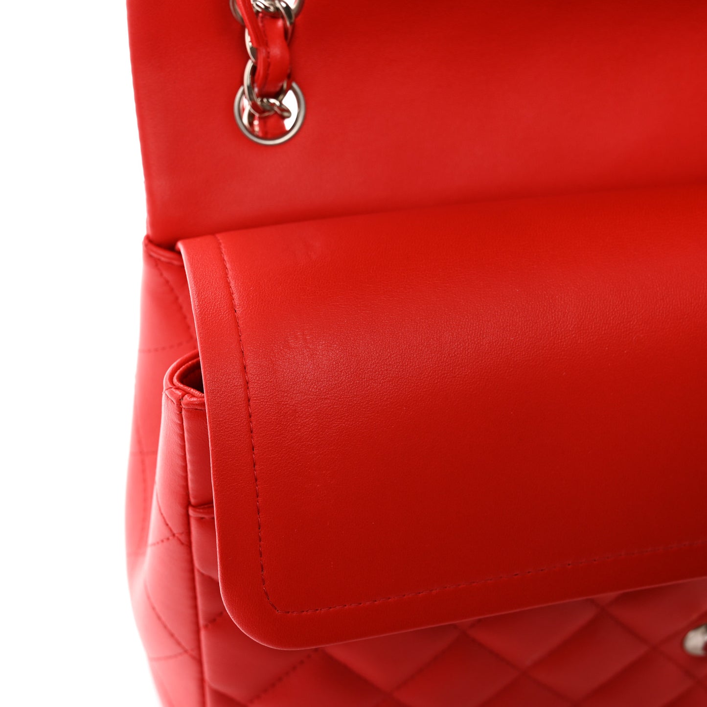 Lambskin Quilted Jumbo Double Flap Red