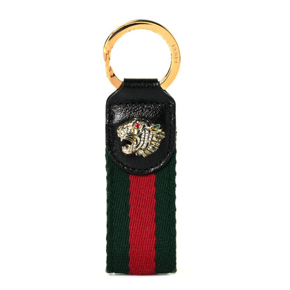 Gucci Nylon Calfskin Web Rajah Key Ring Black 1 of 5
