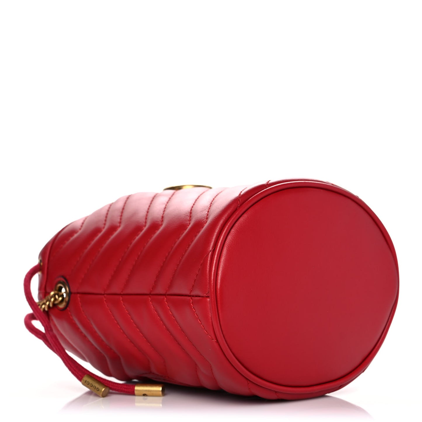 Calfskin Matelasse Mini GG Marmont 2.0 Bucket Bag Hibiscus Red