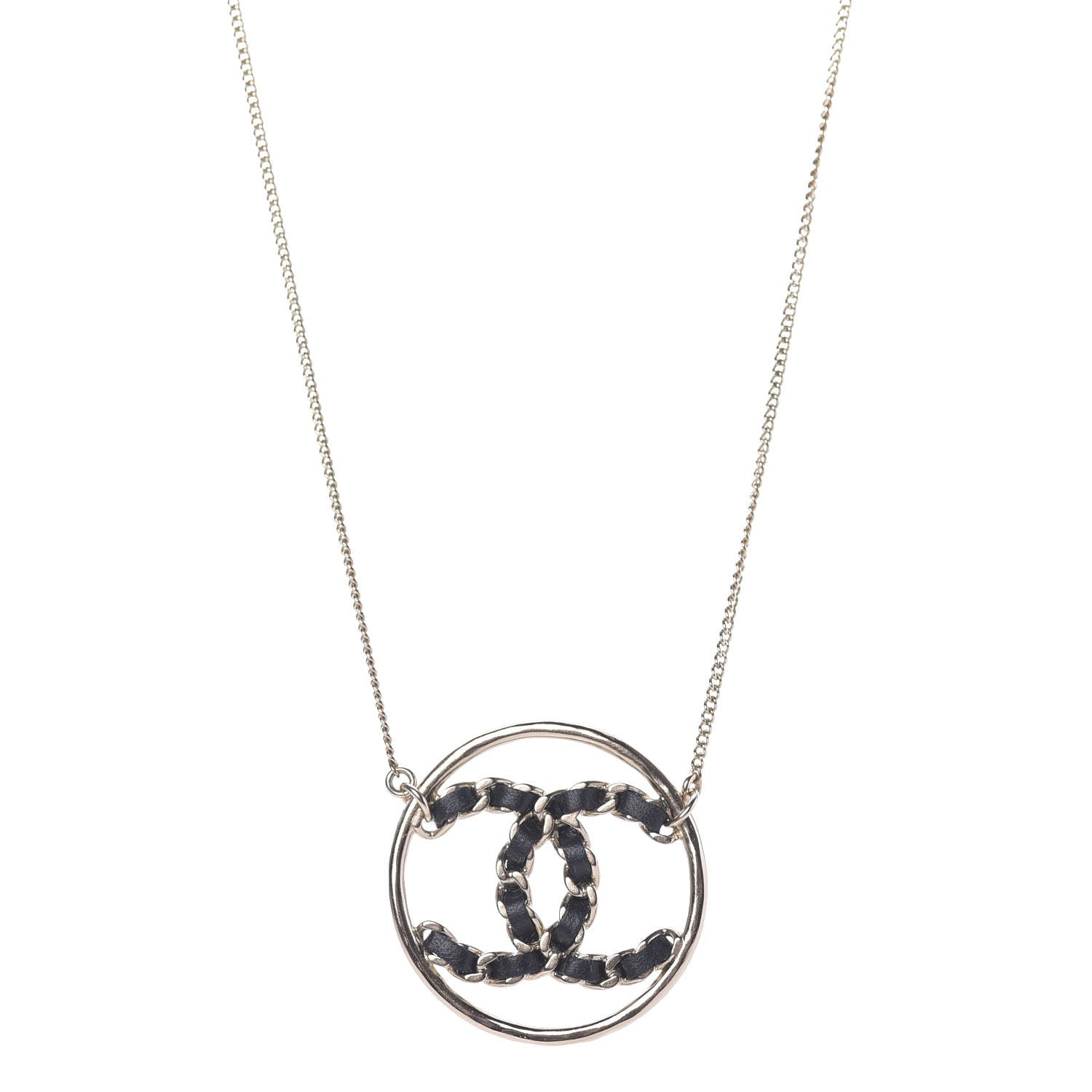 Chanel Lambskin CC Chain Necklace Gold Black 1 of 7
