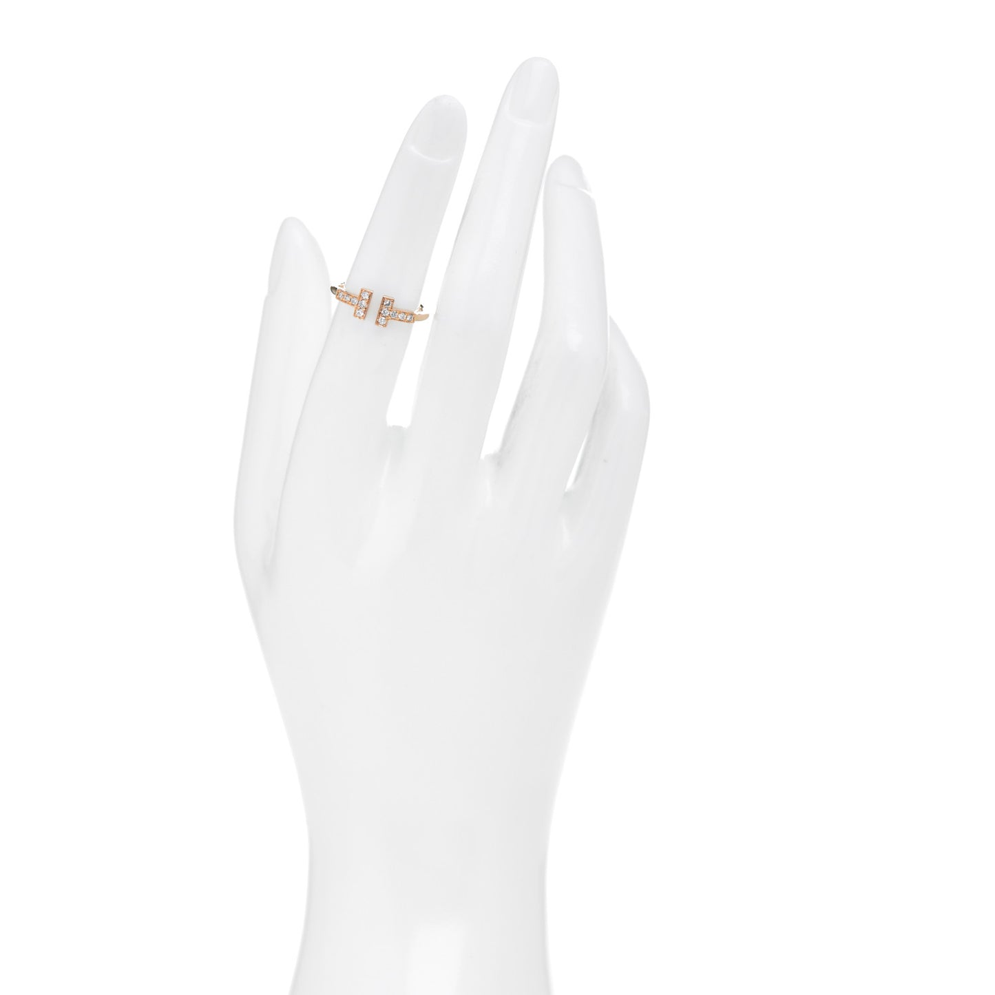 18K Rose Gold Diamond T Wire Ring 50 5.5