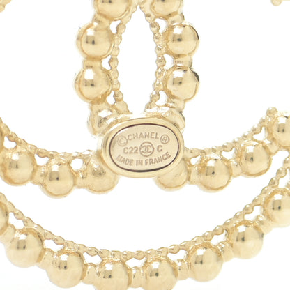 Chanel Metal Bead Round CC Drop Earrings Gold 5 of 6