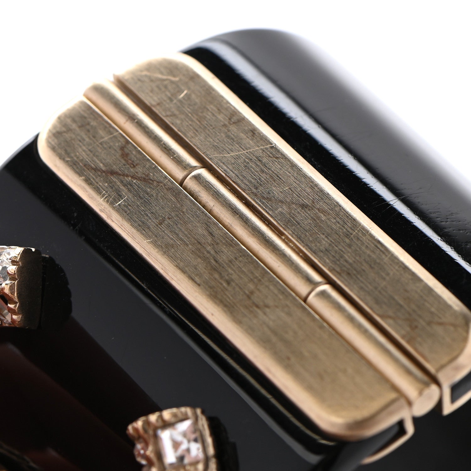 Chanel Resin Baguette Crystal CC Cuff Black 11 of 13
